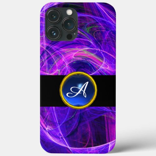 CRAZY PHOTON BLUE SAPPHIRE GEM STONE MONOGRAM iPhone 13 PRO MAX CASE