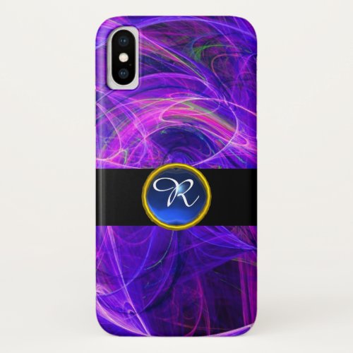 CRAZY PHOTON BLUE SAPPHIRE GEM STONE MONOGRAM iPhone XS CASE