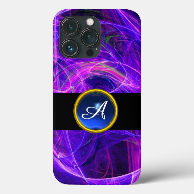 CRAZY PHOTON BLUE SAPPHIRE GEM STONE MONOGRAM Case-Mate iPhone CASE (Back)
