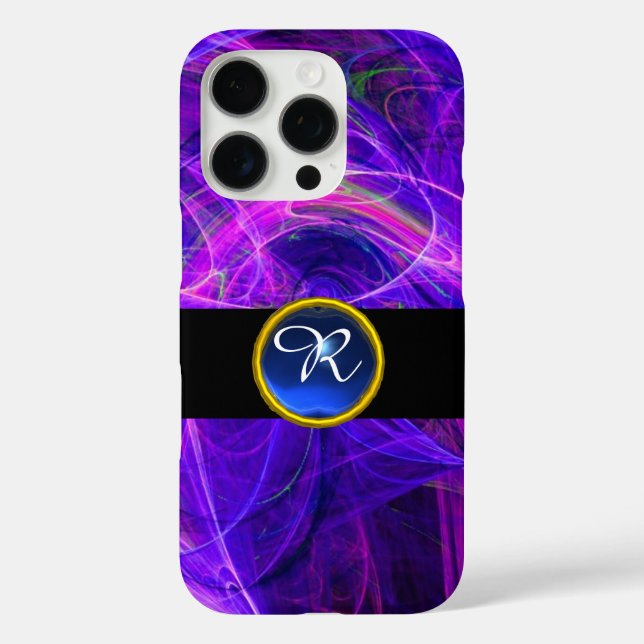 CRAZY PHOTON BLUE SAPPHIRE GEM STONE MONOGRAM Case-Mate iPhone CASE (Back)