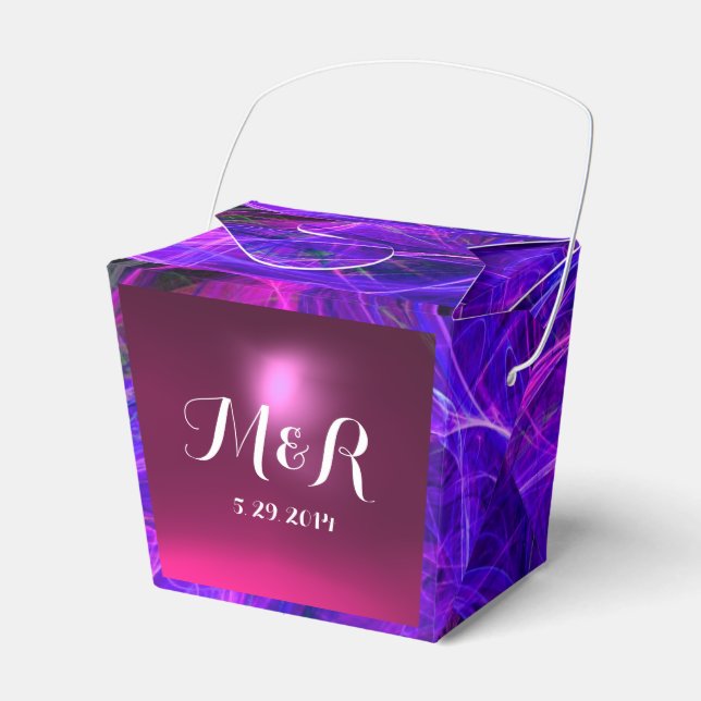 CRAZY PHOTON  GEMSTONE blue purple MONOGRAM Favor Boxes (Front Side)