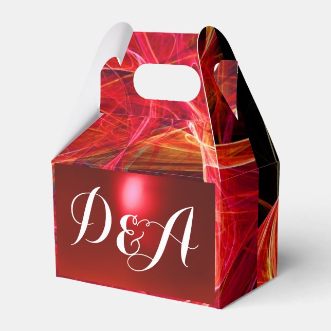 CRAZY PHOTON  GEMSTONE RED RUBY MONOGRAM FAVOR BOXES (Front Side)