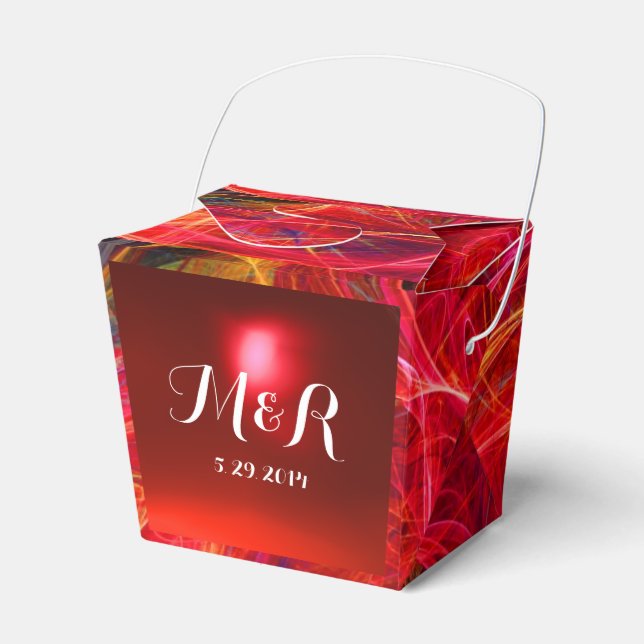 CRAZY PHOTON  GEMSTONE RED RUBY MONOGRAM FAVOR BOXES (Front Side)