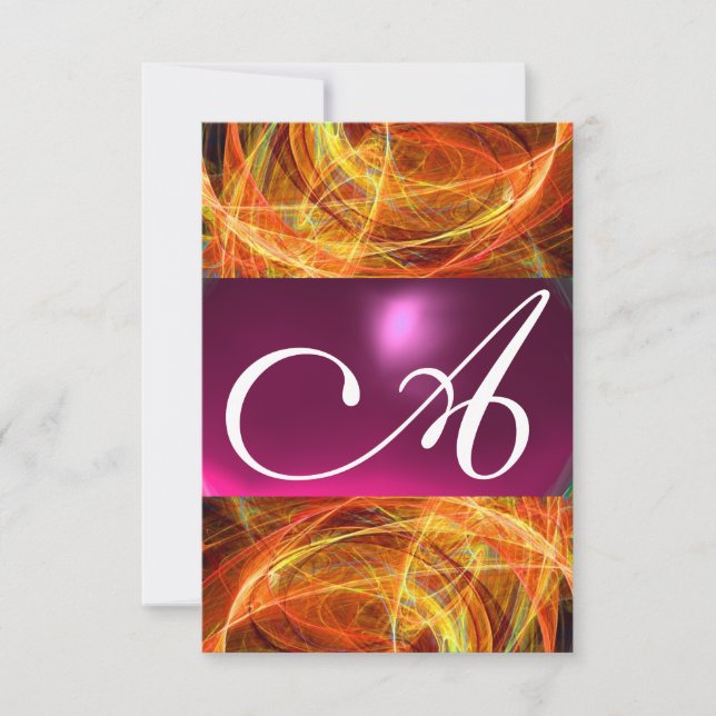 CRAZY PHOTON MONOGRAM  black pink rsvp Invitation (Front)