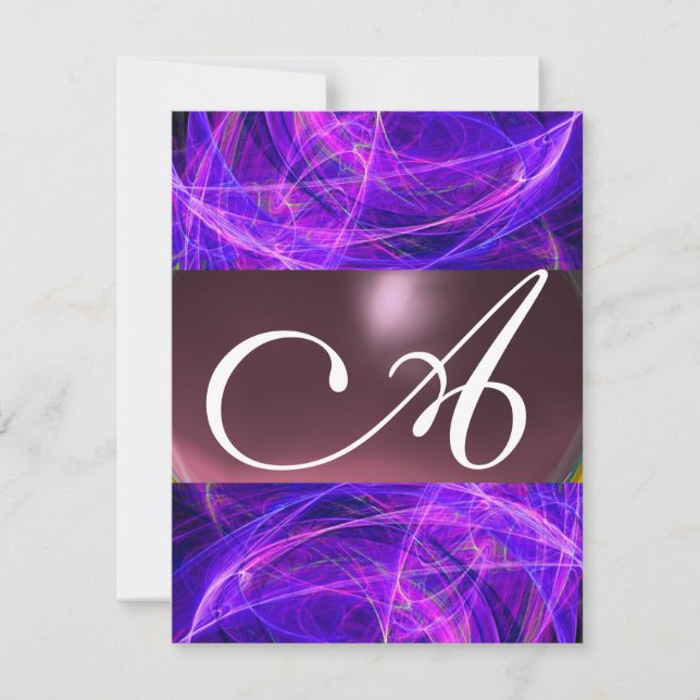 CRAZY PHOTON MONOGRAM purple black Invitation (Front)