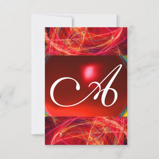 CRAZY PHOTON MONOGRAM red black pink rsvp Invitation (Front)