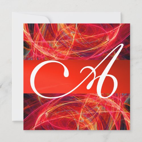 CRAZY PHOTON MONOGRAM red black pink white Invitation