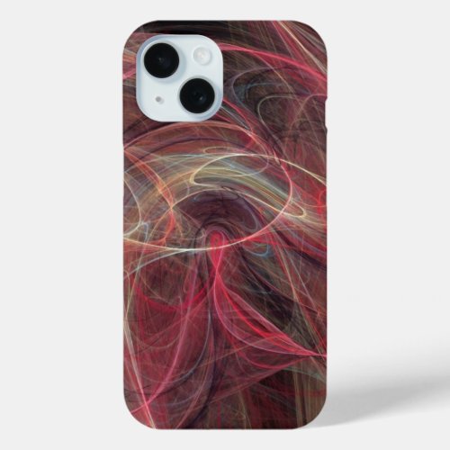 CRAZY PHOTON Pink Grey Fractal Waves iPhone 15 Case