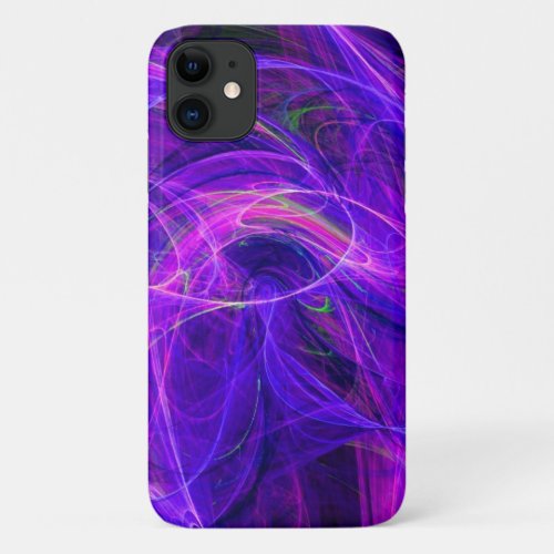 CRAZY PHOTON Purple Blue Fractal Swirls iPhone 11 Case