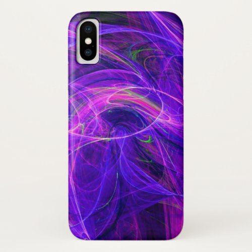 CRAZY PHOTON Purple Blue Fractal Waves iPhone X Case