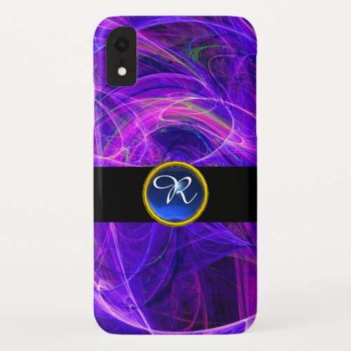 CRAZY PHOTON PURPLE BLUE GEM MONOGRAM Abstract iPhone XR Case