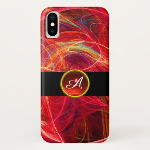 CRAZY PHOTON RED RUBY GEM STONE MONOGRAM iPhone X CASE