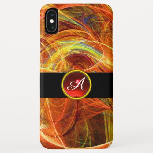 CRAZY PHOTON RED RUBY GEM STONE MONOGRAM iPhone XS MAX CASE