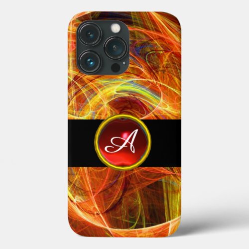 CRAZY PHOTON RED RUBY GEM STONE MONOGRAM iPhone 13 PRO CASE