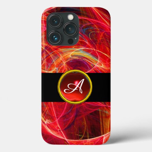 CRAZY PHOTON RED RUBY GEM STONE MONOGRAM iPhone 13 PRO CASE