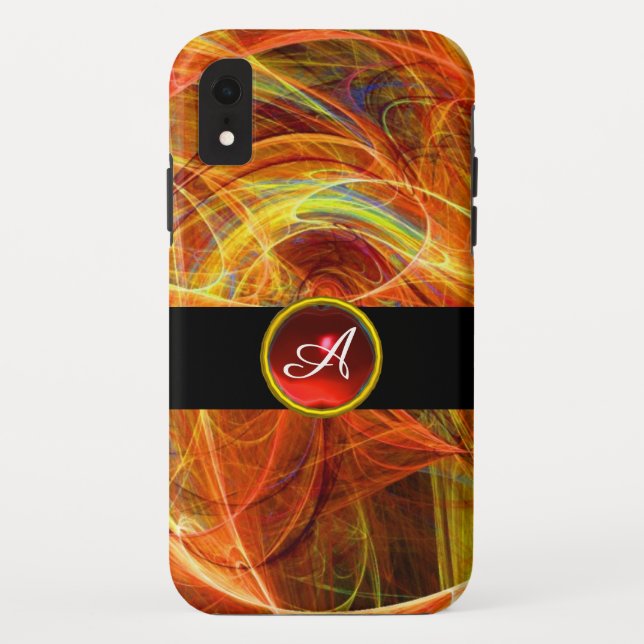 CRAZY PHOTON RED RUBY GEM STONE MONOGRAM Case-Mate iPhone CASE (Back)