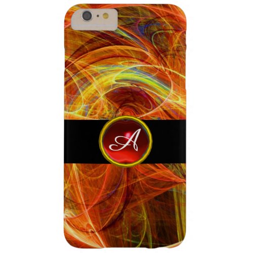 CRAZY PHOTON RED RUBY GEM STONE MONOGRAM BARELY THERE iPhone 6 PLUS CASE