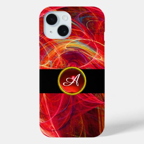 CRAZY PHOTON RED RUBY GEM STONE MONOGRAM iPhone 15 CASE