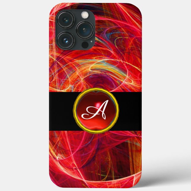 CRAZY PHOTON RED RUBY GEM STONE MONOGRAM Case-Mate iPhone CASE (Back)