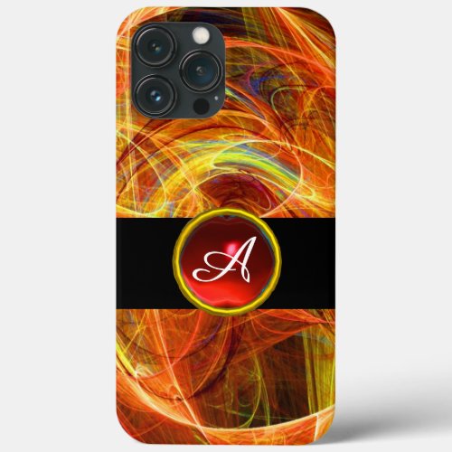 CRAZY PHOTON RED RUBY GEM STONE MONOGRAM iPhone 13 PRO MAX CASE