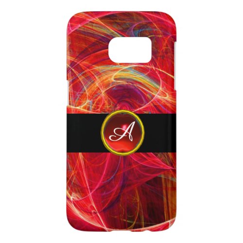 CRAZY PHOTON RED RUBY GEM STONE MONOGRAM SAMSUNG GALAXY S7 CASE