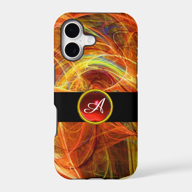 CRAZY PHOTON RED RUBY GEM STONE MONOGRAM IPHONE CASE (Back)