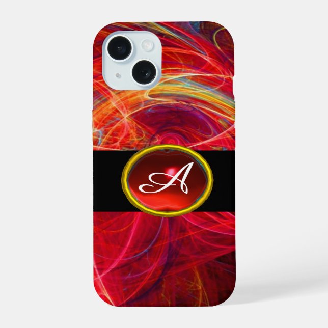 CRAZY PHOTON RED RUBY GEM STONE MONOGRAM IPHONE CASE (Back)
