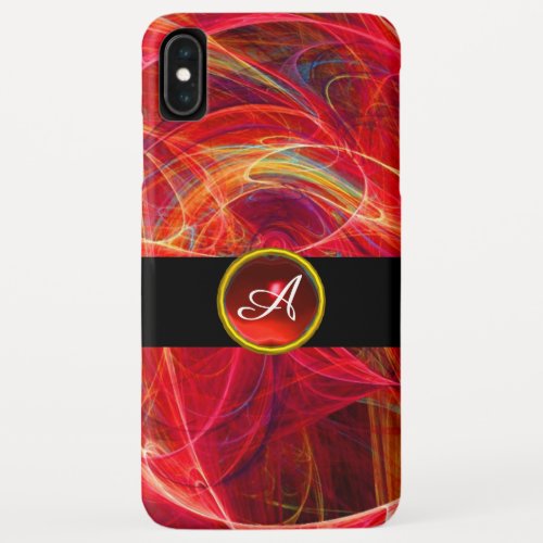 CRAZY PHOTON RED RUBY GEMSTONE MONOGRAM Abstract iPhone XS Max Case