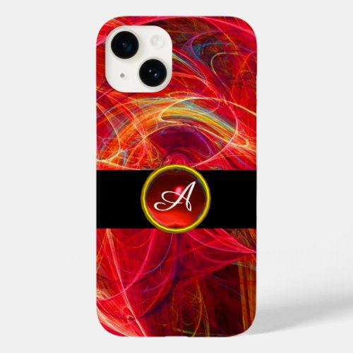 CRAZY PHOTON RED RUBY GEMSTONE MONOGRAM Abstract Case_Mate iPhone 14 Case