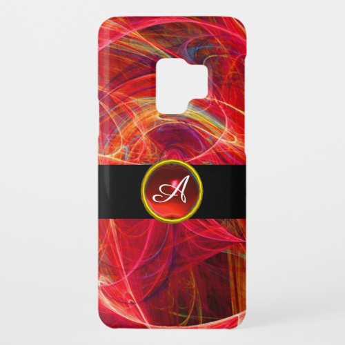 CRAZY PHOTON RED RUBY GEMSTONE MONOGRAM Abstract Case_Mate Samsung Galaxy S9 Case