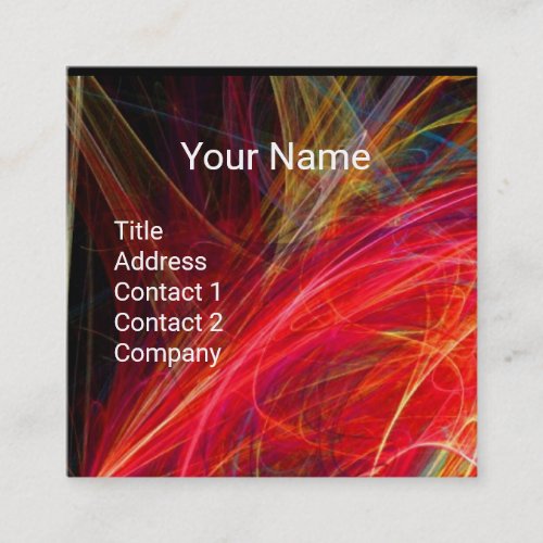 CRAZY PHOTON Vibrant Red Brown Yellow Swirls Square Business Card