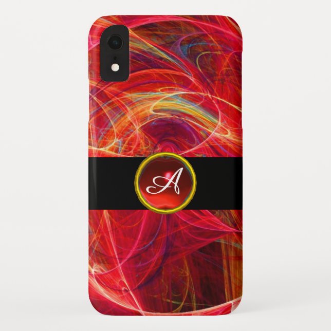 CRAZY PHOTON YELLOW RED RUBY GEM MONOGRAM Abstract Case-Mate iPhone Case (Back)