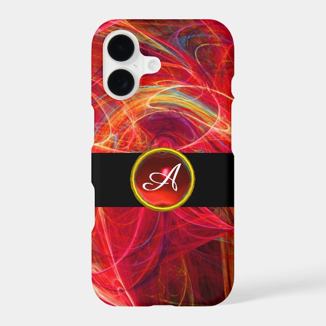 CRAZY PHOTON YELLOW RED RUBY GEM MONOGRAM Abstract Iphone Case (Back)