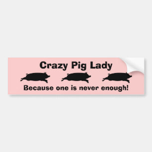 Crazy Pig Lady Bumper Stickers
