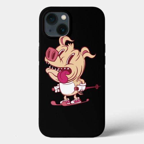 Crazy Pig Skiing Skiing Lover iPhone 13 Case