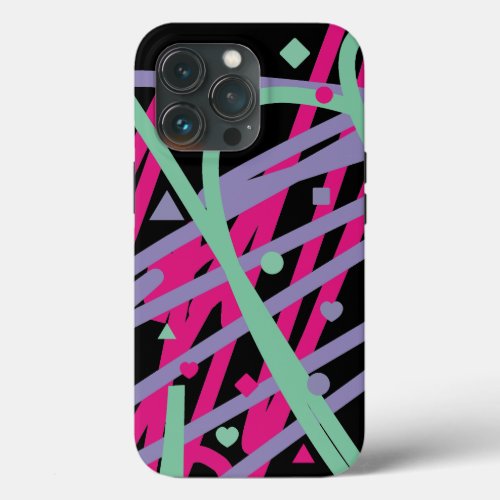 Crazy Pink Purple Pattern Aqua Triangle Heart Circ iPhone 13 Pro Case