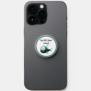 Crazy Piranha, Weird Funny Cartoon Fish Design PopSocket