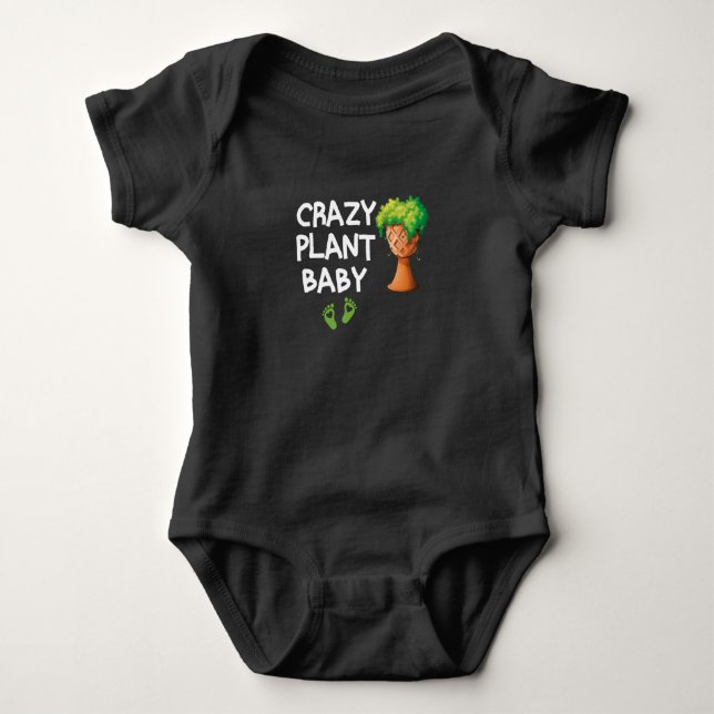 Crazy Plant Baby, Cute Plant Based Baby Natural ba Baby Bodysuit (Front)