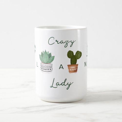 Crazy Plant Lady  Chic Watercolor Potted Plants Coffee Mug