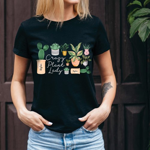 Crazy Plant Lady  Chic Watercolor Potted Plants T_Shirt