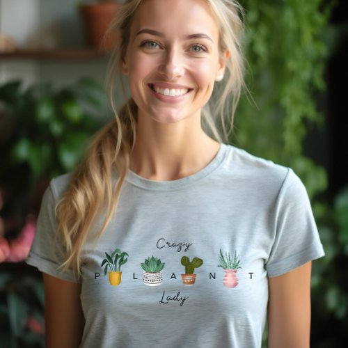 Crazy Plant Lady  Chic Watercolor Potted Plants Tri_Blend Shirt