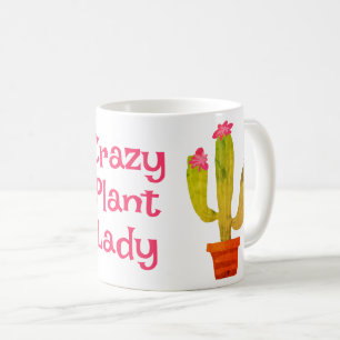 Crazy Plant Lady coffee mug gift with cute cactus