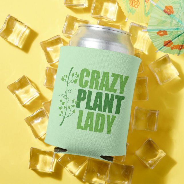 Crazy Plant Lady Cute Green Botanist Can Cooler (In Situ Summer)