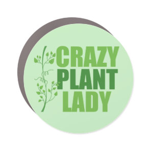 Crazy Plant Lady Cute Green Botanist Car Magnet