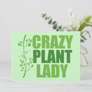 Crazy Plant Lady Cute Green Botanist Card