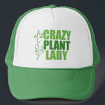 Crazy Plant Lady Cute Green Botanist Trucker Hat<br><div class="desc">Crazy Plant Lady. Funny plant lover hat in cool green colors with pretty vines next to the cute quote about plants and greenery obsession. Great landscape architect gift for a gardener with a green thumb.</div>