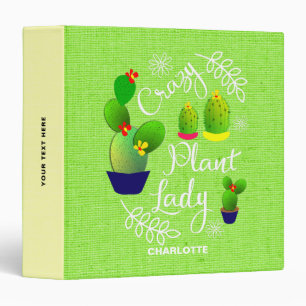 Crazy Plant Lady Funny Cactus Personalized 3 Ring Binder