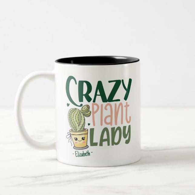 Crazy Plant Lady Personalized Two-Tone Coffee Mug (Left)