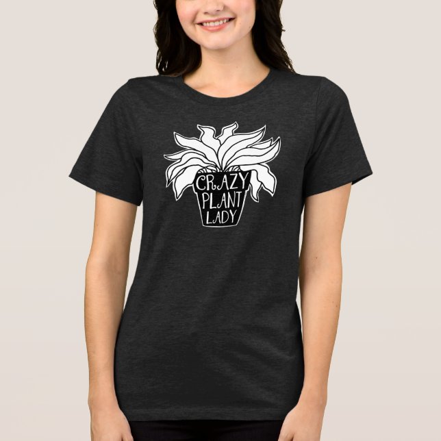 Crazy Plant Lady Potted Houseplant Tri-Blend Shirt (Front)
