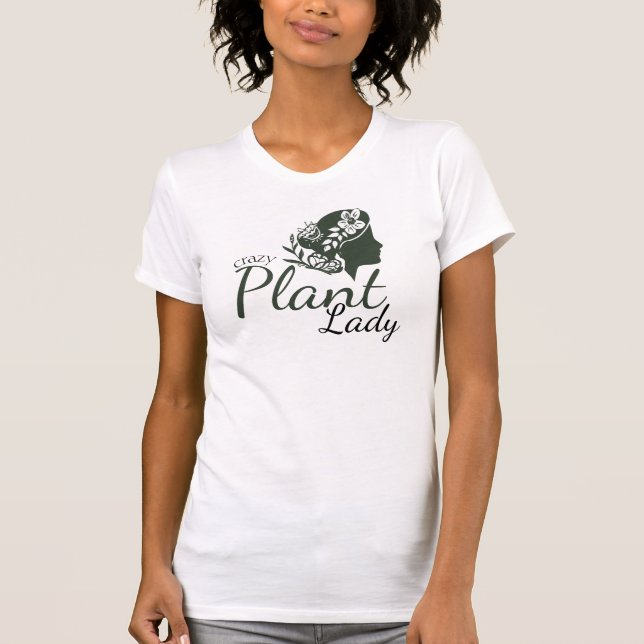 Crazy Plant Lady Silhouette Flowers and Butterfly T-Shirt (Front)
